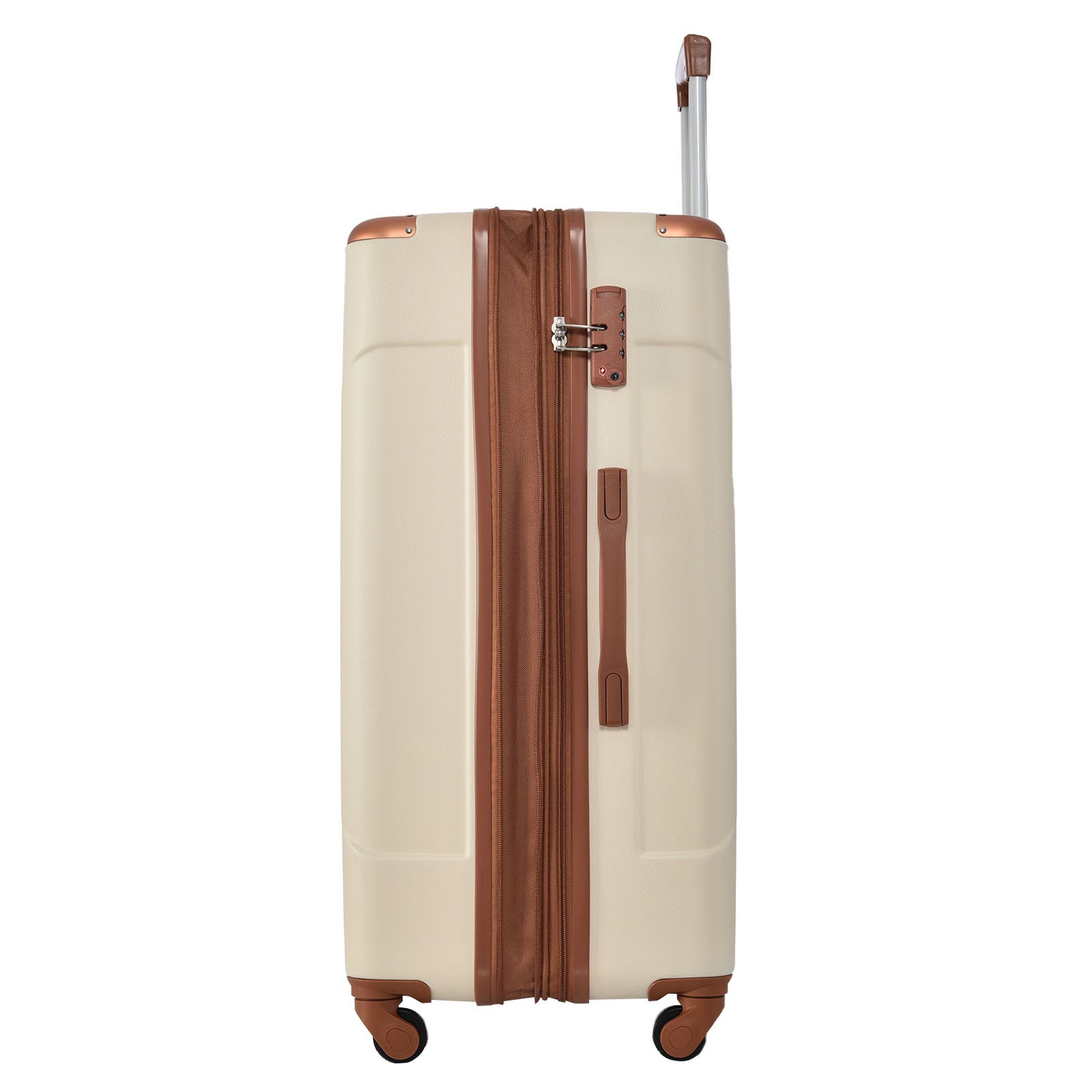 24'' Lightweight Expandable Hardshell Spinner Suitcase, ABS, Brown & White, w/TSA Lock (Single Luggage)