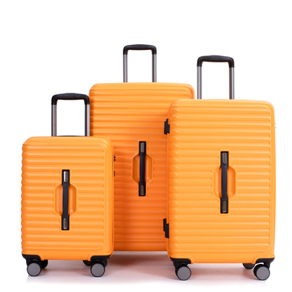 3-Piece Luggage Set — PC+ABS, 360-Degree Spinner Wheels, TSA Lock, Orange (20"/24"/28")