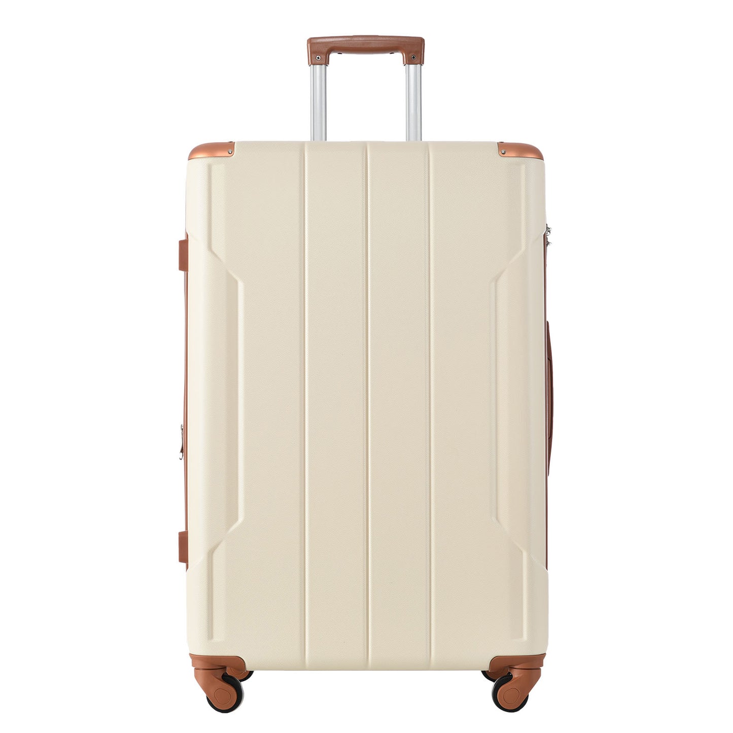 24'' Lightweight Expandable Hardshell Spinner Suitcase, ABS, Brown & White, w/TSA Lock (Single Luggage)