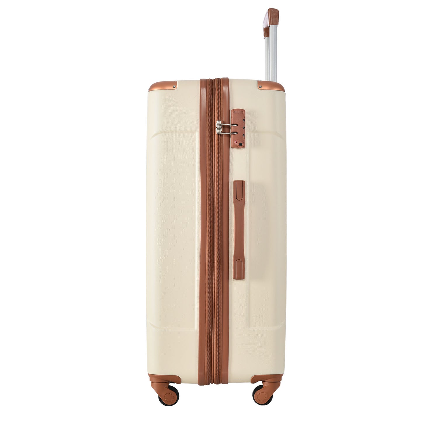 24'' Lightweight Expandable Hardshell Spinner Suitcase, ABS, Brown & White, w/TSA Lock (Single Luggage)