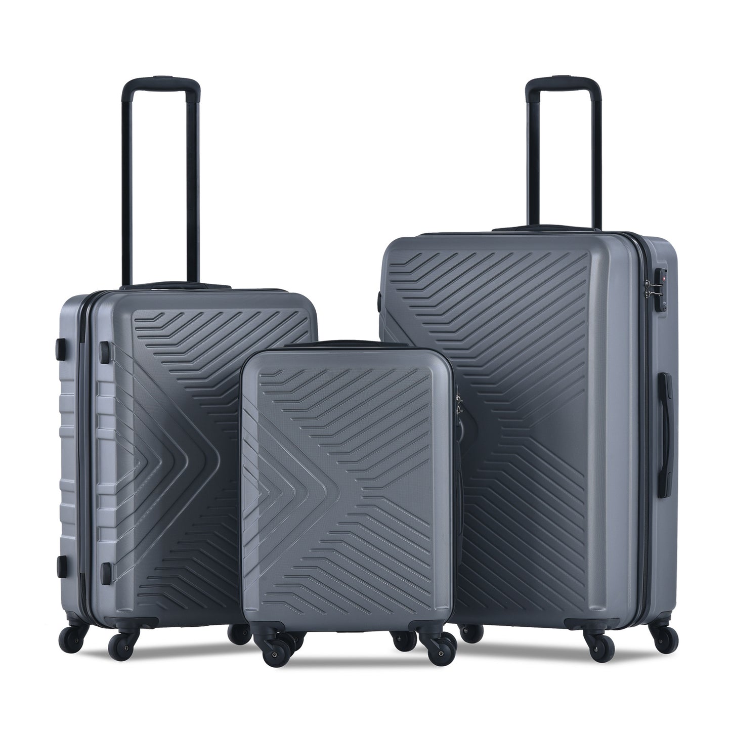 3-Piece ABS Lightweight Luggage Set — Spinner Wheels, TSA Lock, Gray (20"/24"/28")