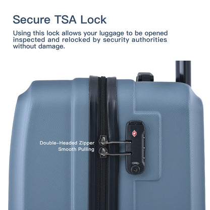 3-Piece ABS Lightweight Luggage Set — Spinner Wheels, TSA Lock, Blue (20"/24"/28")