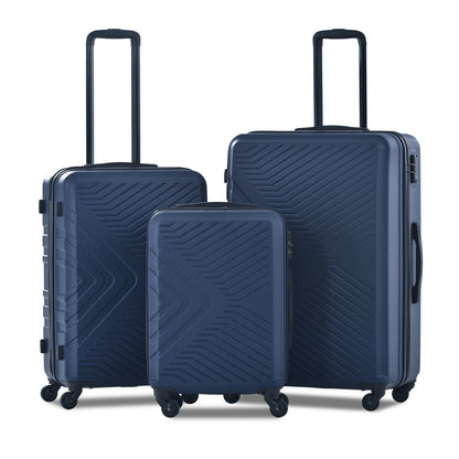 3-Piece ABS Lightweight Luggage Set — Spinner Wheels, TSA Lock, Navy (20"/24"/28")