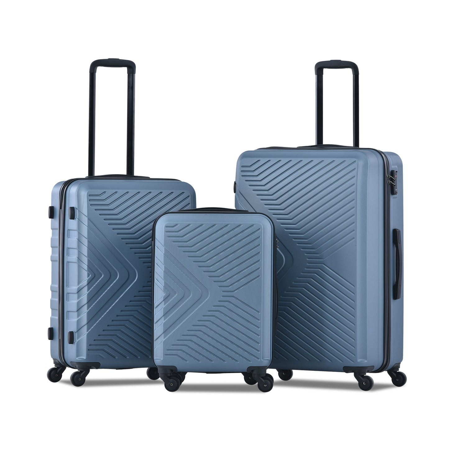 3-Piece ABS Lightweight Luggage Set — Spinner Wheels, TSA Lock, Blue (20"/24"/28")