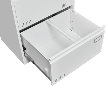 White Horizontal File Cabinet w/Lock - 2 Drawer Metal Filing Cabinet for Legal Documents & Office Use