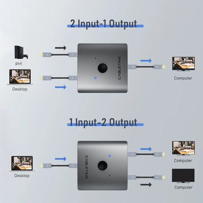 CABLETIME C355 4K 60Hz HDMI Splitter/Switch 1x2/2x1 Converter Adapter - CALCUMART