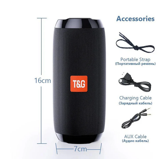 T&G Portable Wireless Bluetooth Speaker - 3D Stereo Sound System w/TF, AUX, & USB Inputs